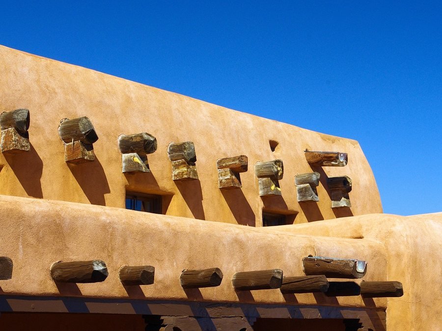 Adobe architecture against the New Mexico desert